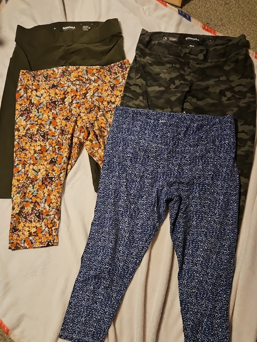 Sonoma Women's Active Capri Leggings - Olive, Camo, Floral Orange, Speckled Blue